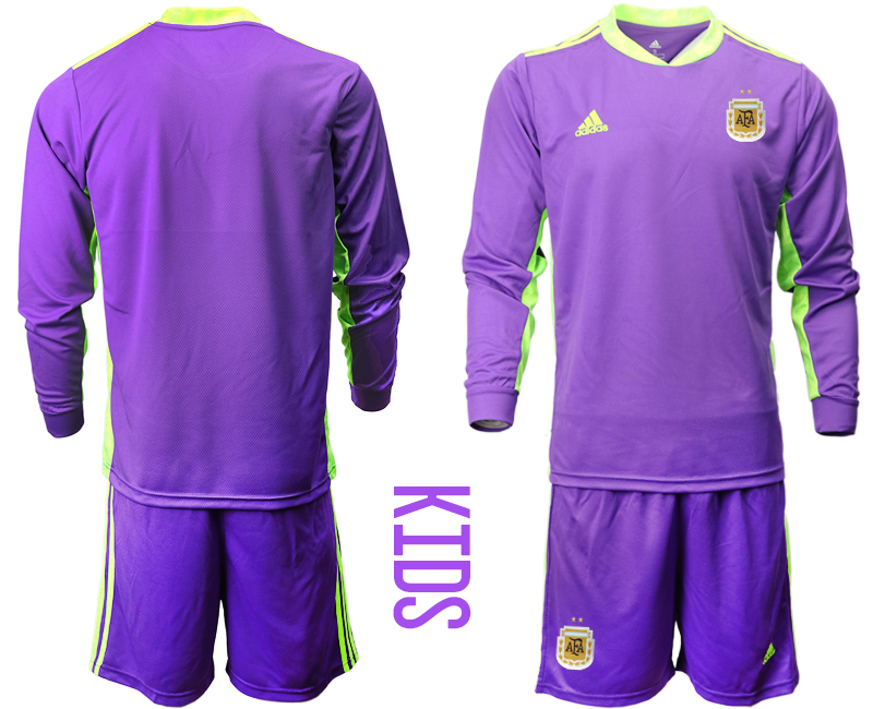 Youth 2020-2021 Season National team Argentina goalkeeper Long sleeve purple Soccer Jersey